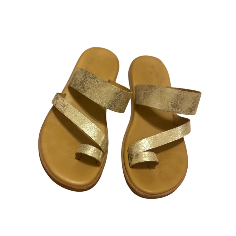 KORK-EASE sz 6 Pine Sandal Toe Loop Strappy Gold comfort